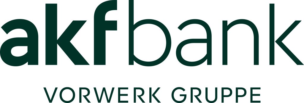 Logo for akfbank, a Vorwerk Gruppe company, in dark green text on white background